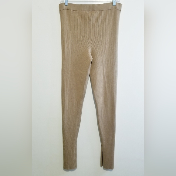 Aritzia Babaton Tan High Rise Side Slit Hem Ribbed Pants - Picture 2 of 9